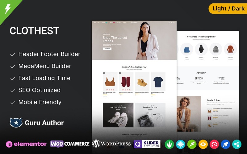 Clothest - Fashion Store a víceúčelové téma Elementor WooCommerce