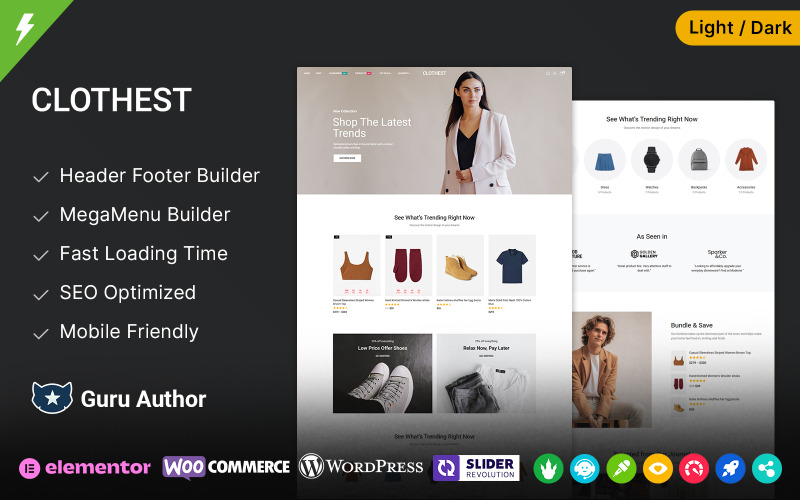 Clothest - Loja de moda e tema multiuso Elementor WooCommerce