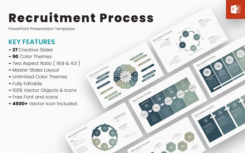 Modelos de PowerPoint de Processo de Recrutamento