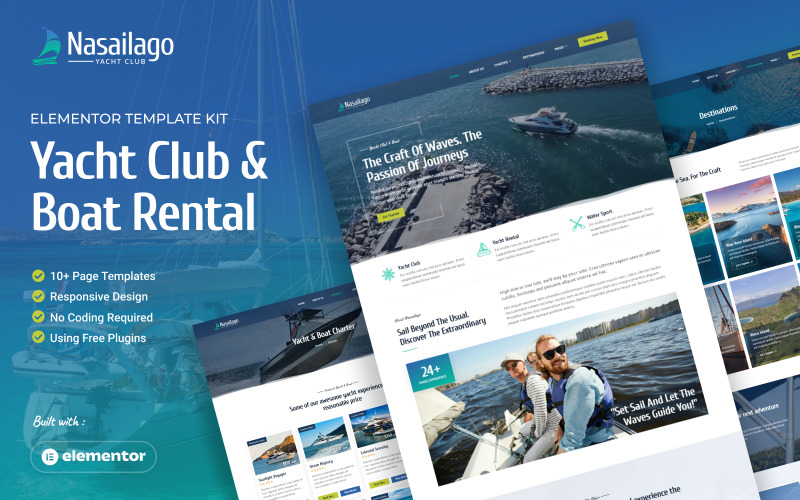 Nasailago - Kit de modelo Elementor para iate clube e aluguel de barco