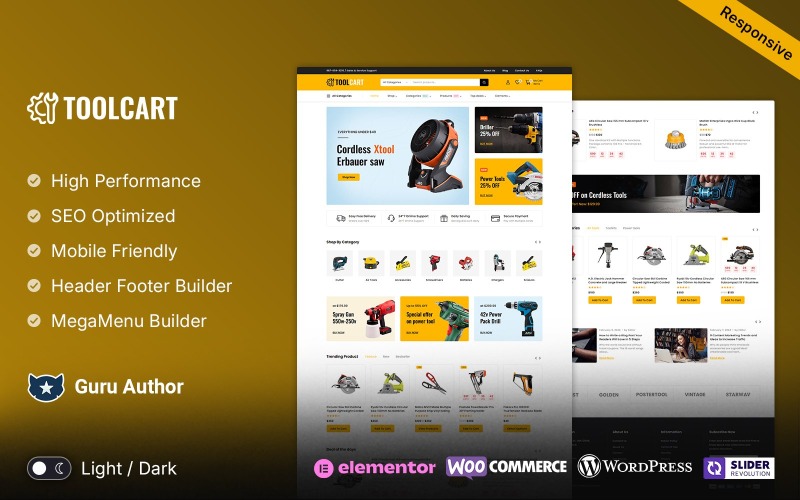 ToolCart - Verktygsutrustning och Mega Super Store Elementor WooCommerce-tema