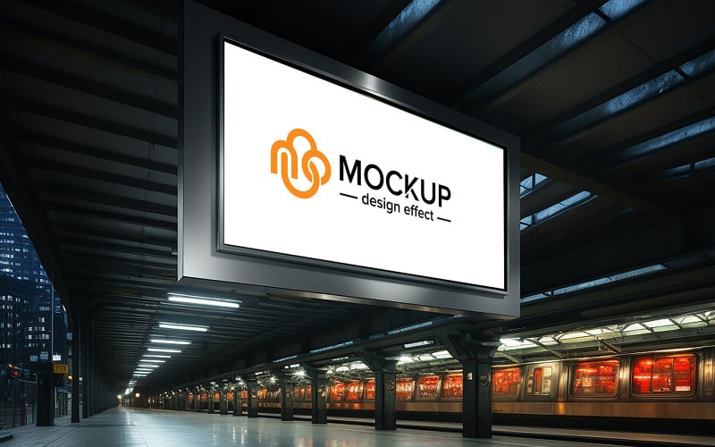 Metro subway billboard mockup psd