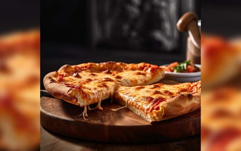 Prendre une tranche dans un lève-pizza de pizza au fromage chaud sur la table 4