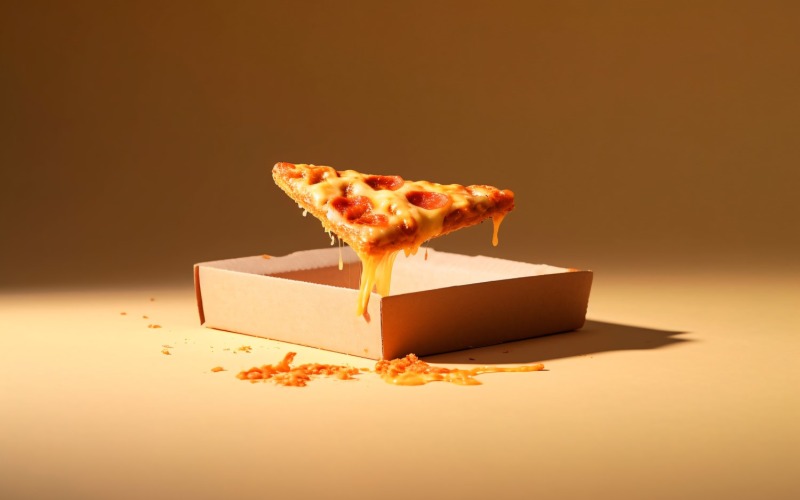 Boîte à pizza en carton ouverte Tranche de pizza au fromage mozzarella 18