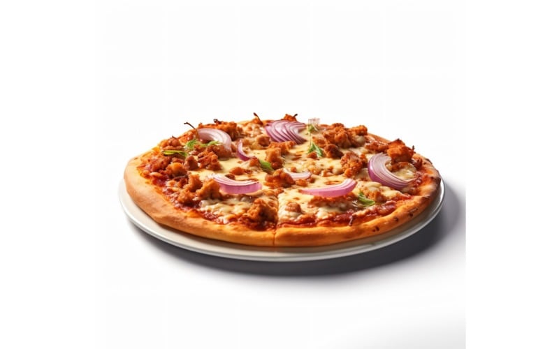 Pizza di carne su sfondo bianco 26