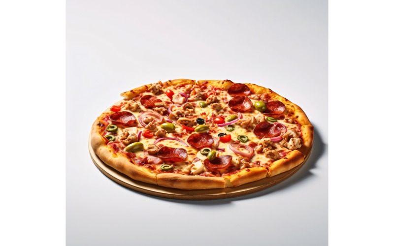 Pizza de pepperoni sobre fondo blanco 39