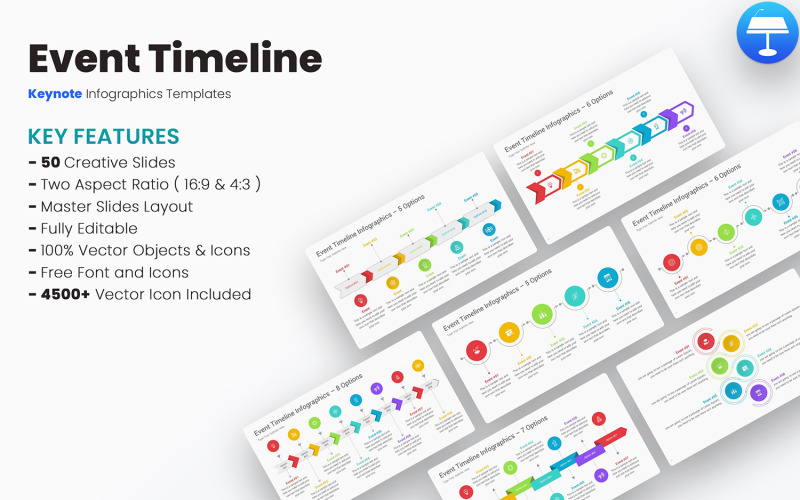 Evenementtijdlijn Infographics Keynote-sjablonen