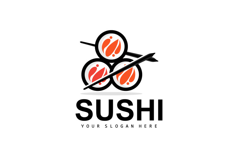 Sushi-logotyp enkel design sushi japaneseV25