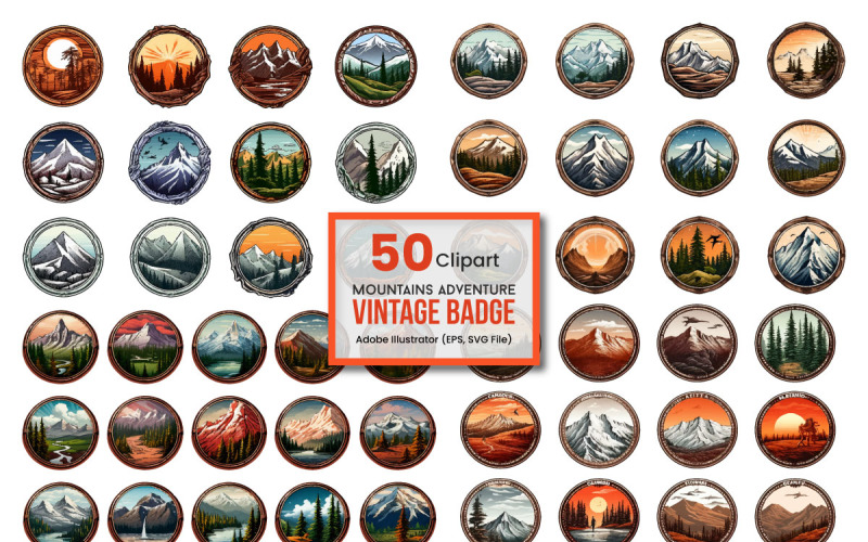 Vintage bergavontuur badge clipart