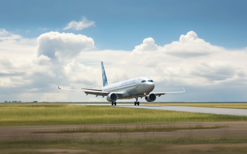 Zijaanzicht airbus tegen de achtergrond van lucht en wolken 87