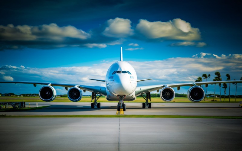 frontvy airbus mot bakgrund av himmel och moln 205
