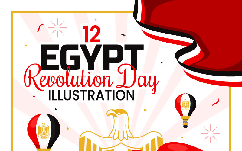 12 Egyptens revolutions dag Illustration