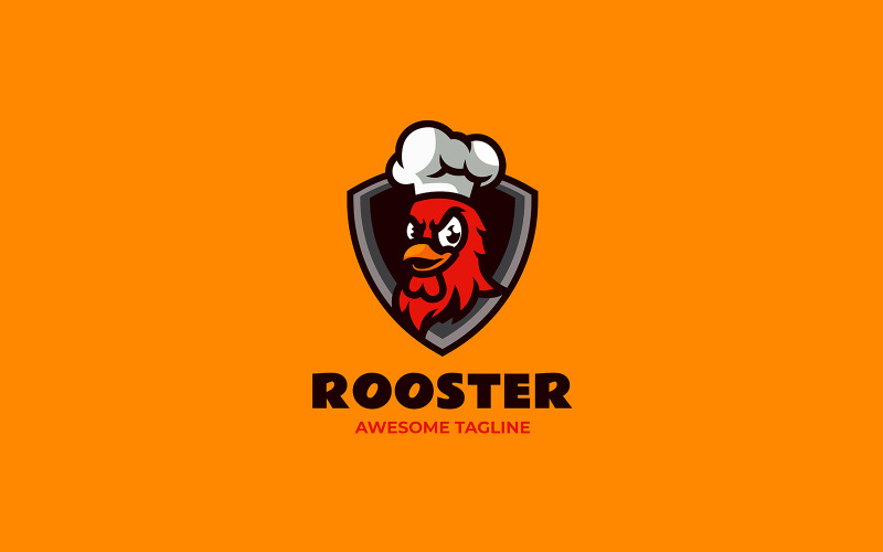 Haan chef-kok mascotte cartoon logo 2