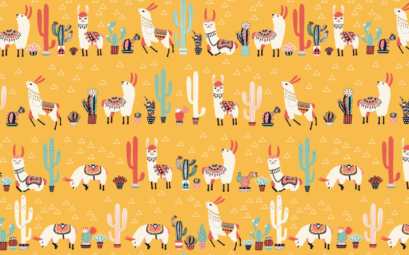 Llama feliz Vector de patrones sin fisuras