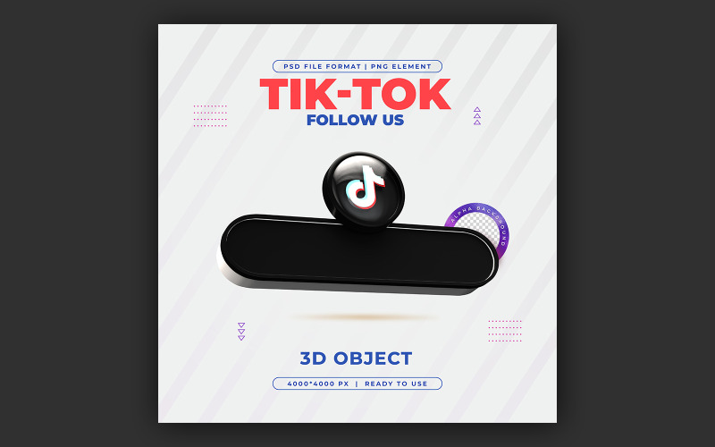 Bizi TikTok Profilinde Takip Edin Sosyal Medya 3D Rander Ber Şablonu