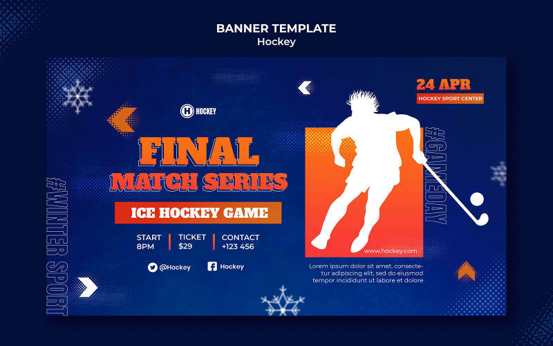 Modello di banner Web per social media per sport di hockey