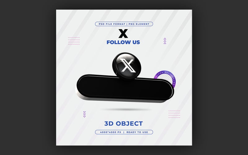 Seguici sul profilo Twitter Social Media Modello 3D Rander Ber