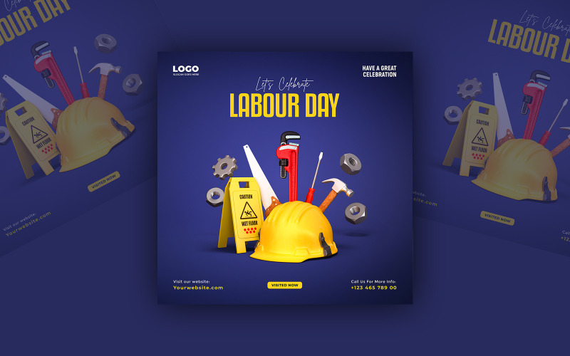 Szablon mediów społecznościowych Międzynarodowego Święta Pracy