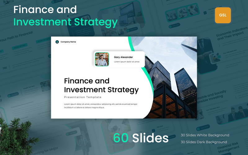 Modelo de Apresentações Google de Estratégia de Finanças e Investimentos