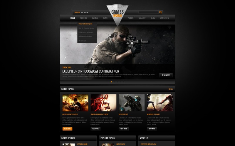 Game Portal Website-sjabloon