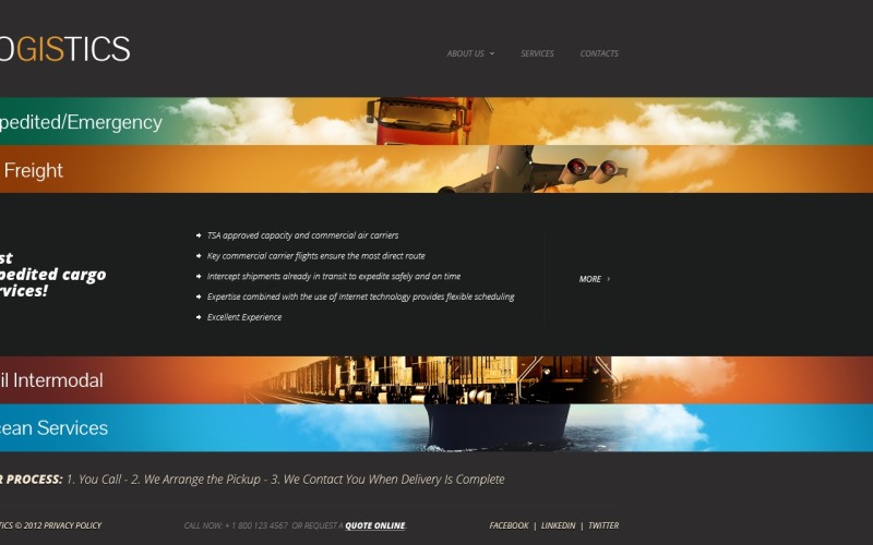 Website sjabloon voor vervoer