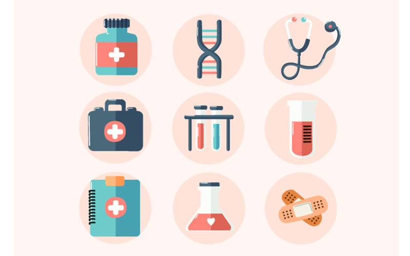 "FREE" Medicine Elements Isolated Set Illustration
