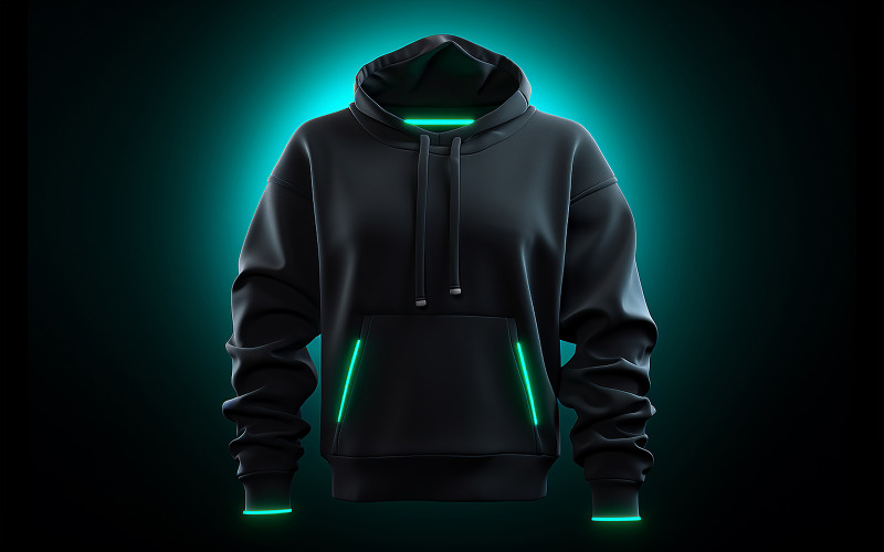 Mockup di felpa con cappuccio vuota da uomo con sfondo di azione al neon