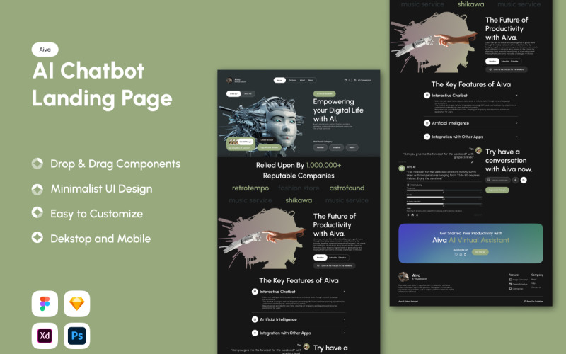 Aiva - AI Chatbot Açılış Sayfası V1