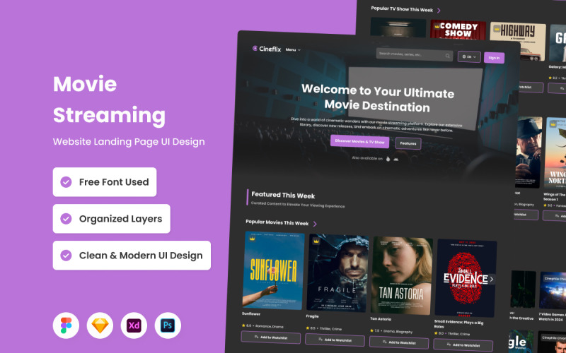 Cineflix - Page de destination du streaming de films V1