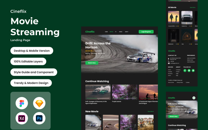 Cineflix - Page de destination du streaming de films