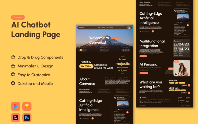 Conversa - AI 聊天机器人登陆页面 V2