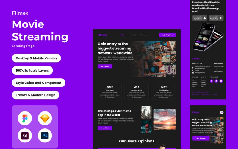 Filmex - Page de destination du streaming de films V1