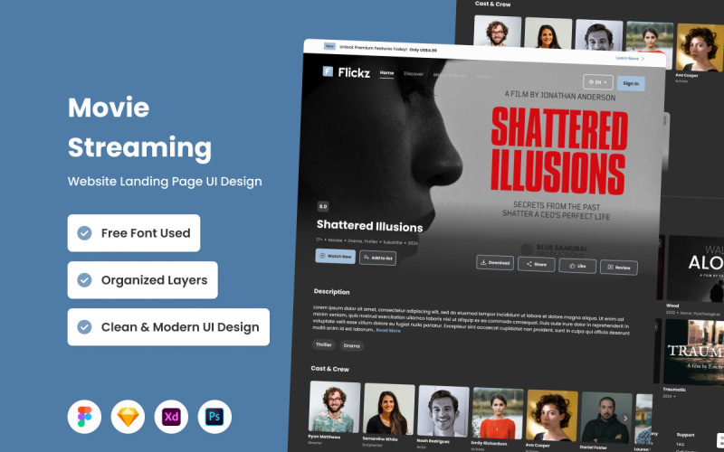Flickz - Pagina di destinazione dello streaming di film V2