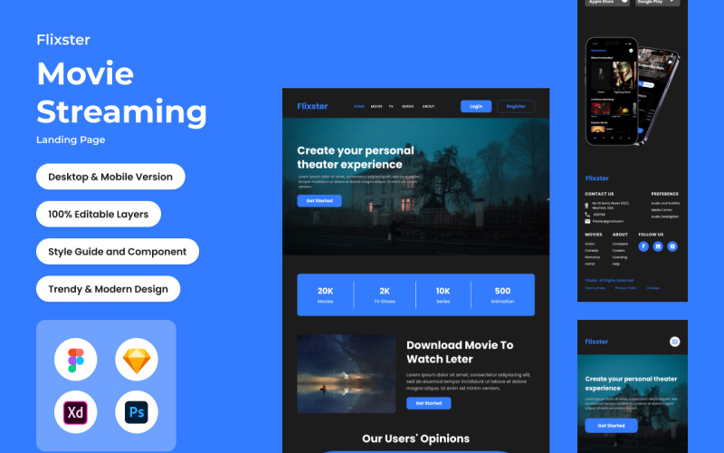 Flixster – Цільова сторінка потокового передавання фільмів V1