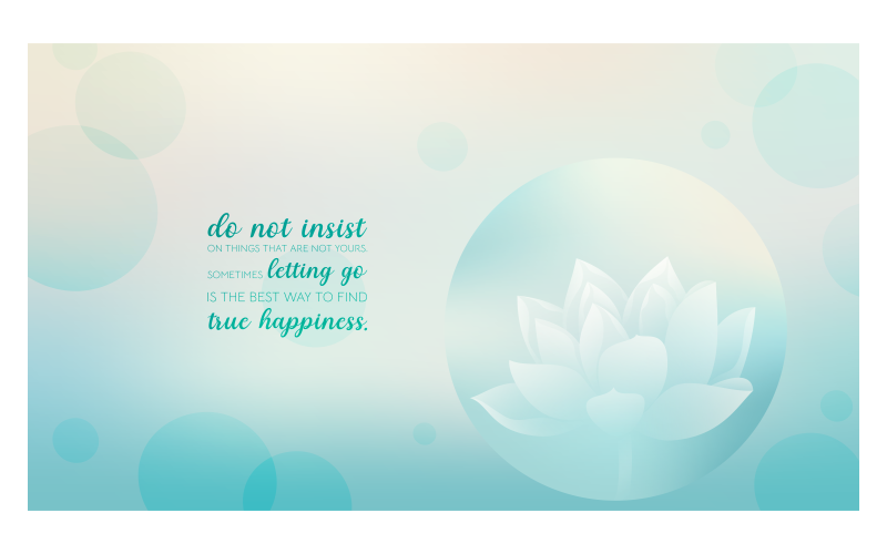 Inspirerande bakgrunder 14400x8100px med Lotus och citat om att släppa taget