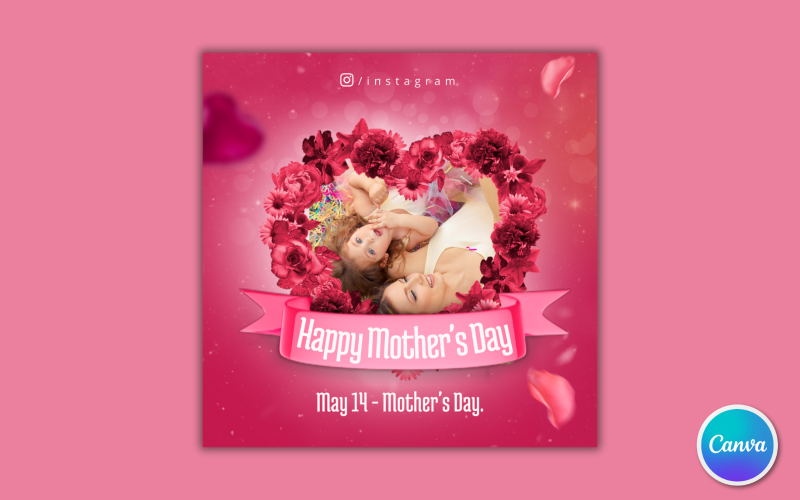 Modelo de mídia social para dia das mães 03 - editável no Canva