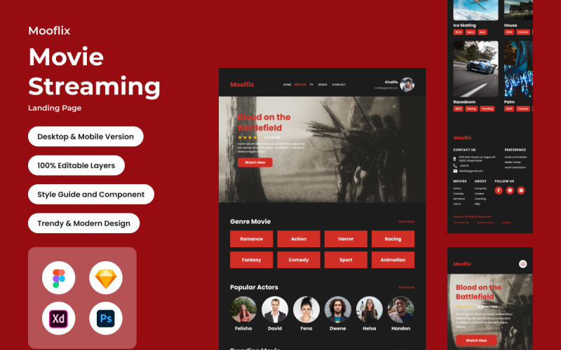 Mooflix - Целевая страница потокового кино V2