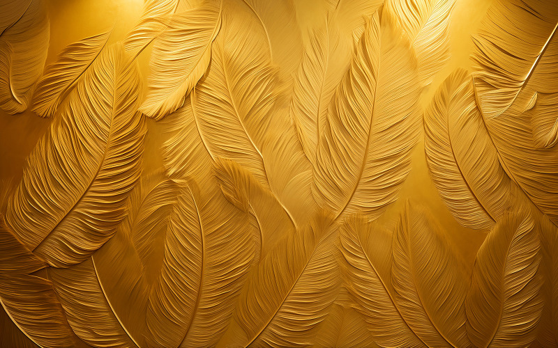 Премиум узор из перьев фон_желтые перья на стене_желтый фон из перьев