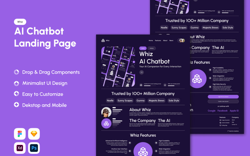 Whizz - Página inicial do AI Chatbot V1