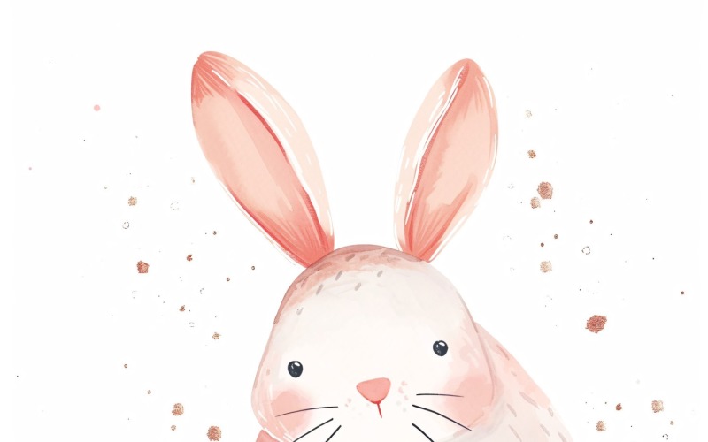 Hand Drawn Watercolour Style Happy Easter Bunny 28
