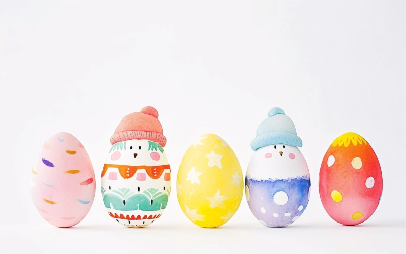 Dev Paskalya Yumurtasının Yanında Gözlerinde Şapkalı Dekoratif Yumurtalar 164