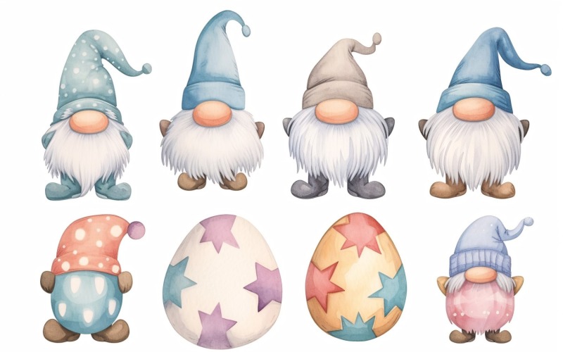 Ручной рисунок в стиле акварели Счастливый пасхальный кролик и яйцо 309
