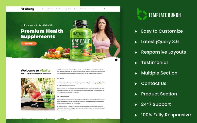 Vitality - Tema Shopify multiuso per prodotto singolo