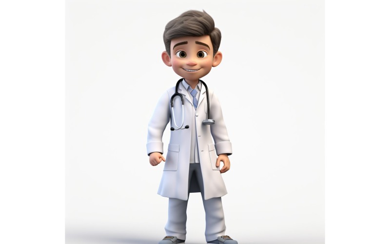 Personaggio 3D Bambino Ragazzo Dottore con ambiente pertinente 1