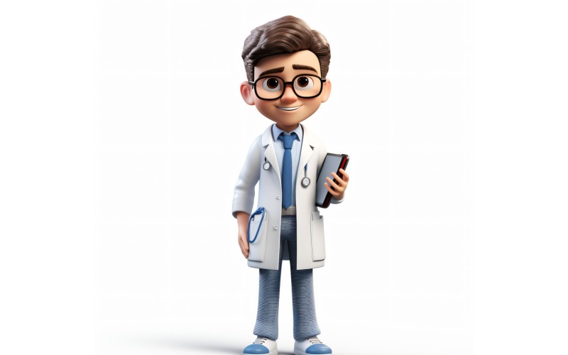 Personnage 3D Enfant Garçon Docteur avec environnement pertinent 4
