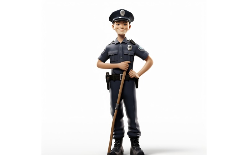 3D karakterű fiú rendőr megfelelő környezettel 1