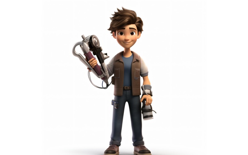 3D-Pixar-Charakter, Kind, Junge mit relevanter Umgebung 18