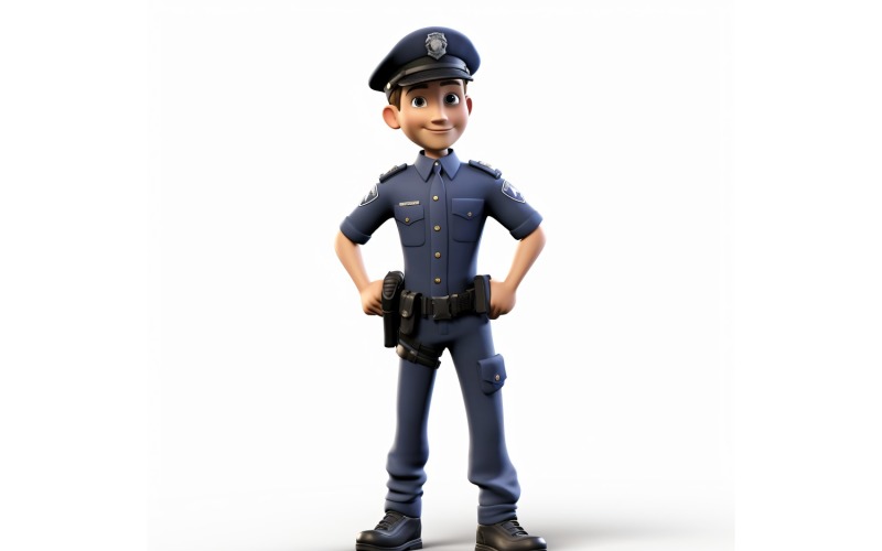 İlgili ortam 2 ile 3D Karakter Çocuk Polis Memuru