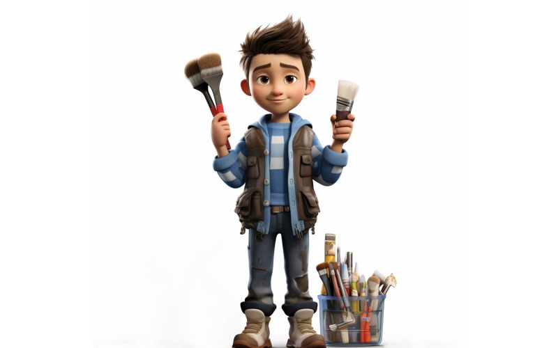 Model 3D pixar Dziecko Chłopiec z odpowiednim otoczeniem 41