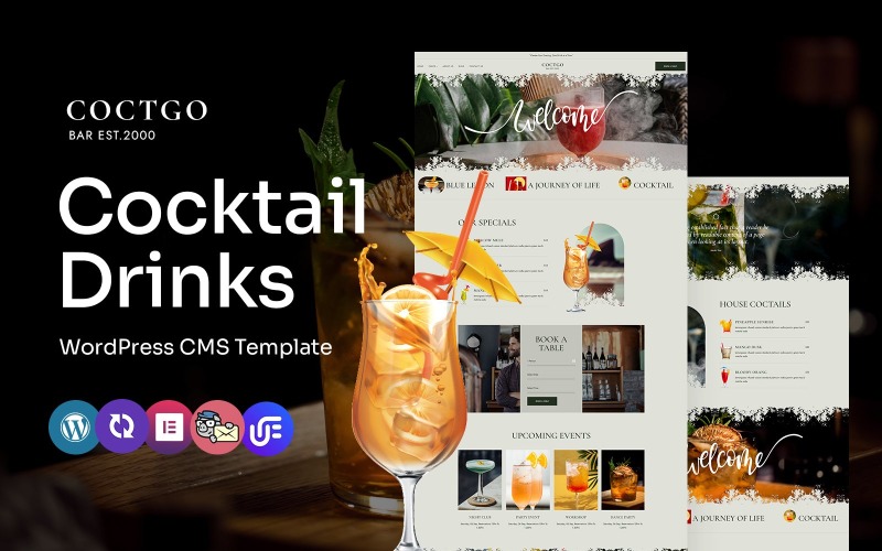 Coctgo - Uniwersalny motyw WordPress Elementor Bar koktajlowy